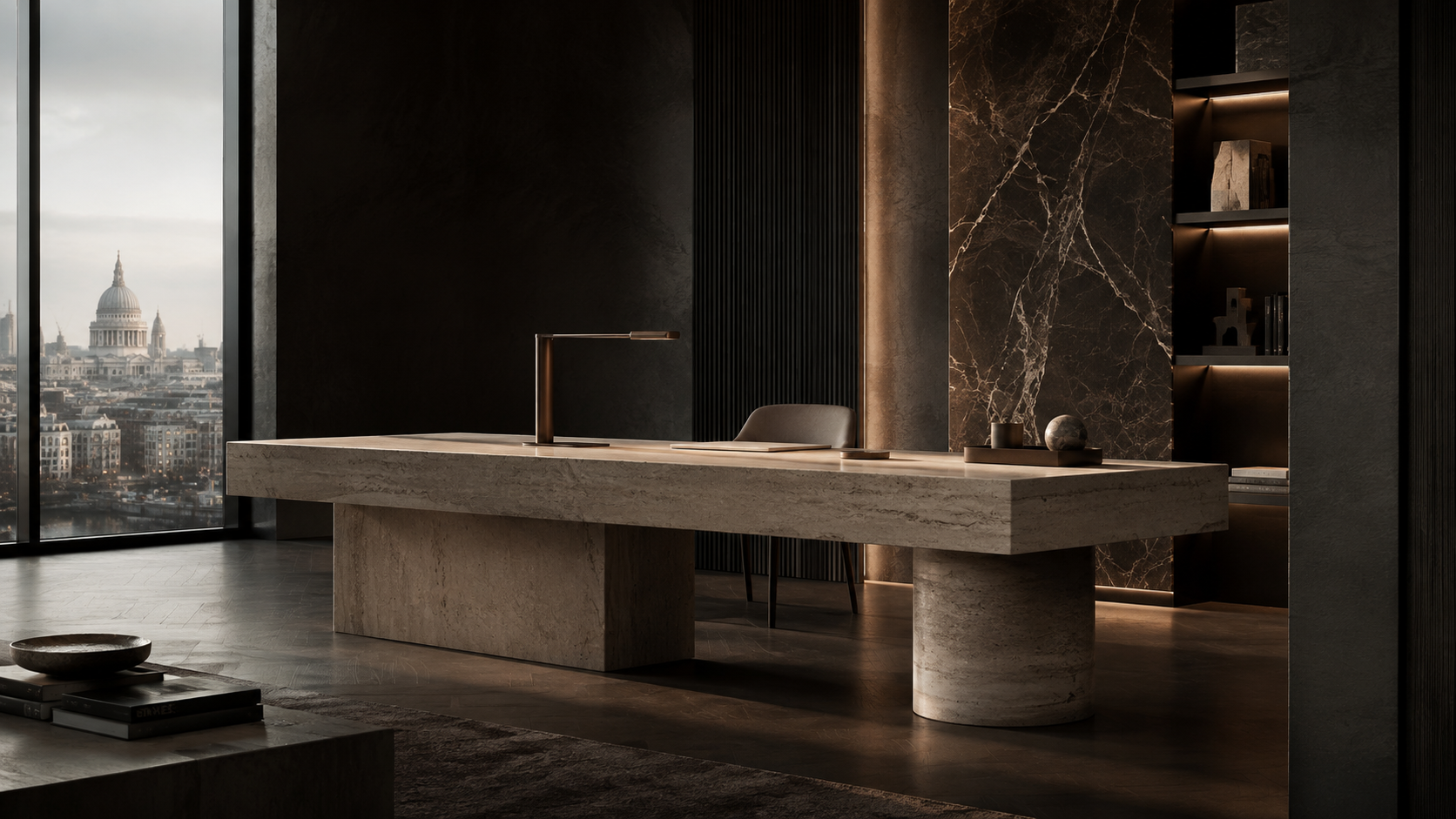 Pamilanga Architecture stone executive table in a refined London interior