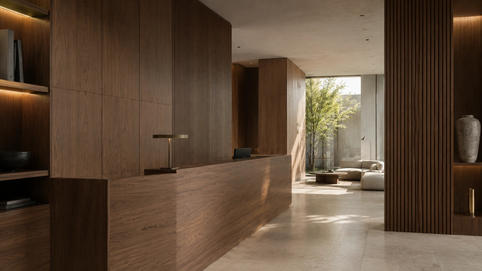 Bespoke walnut architectural joinery